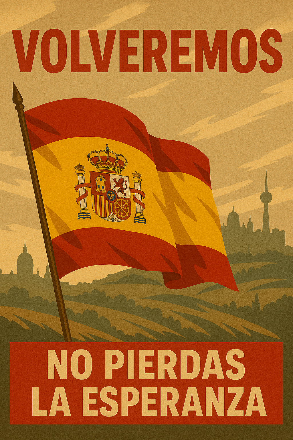 Cartel vintage Volveremos - No pierdas la esperanza